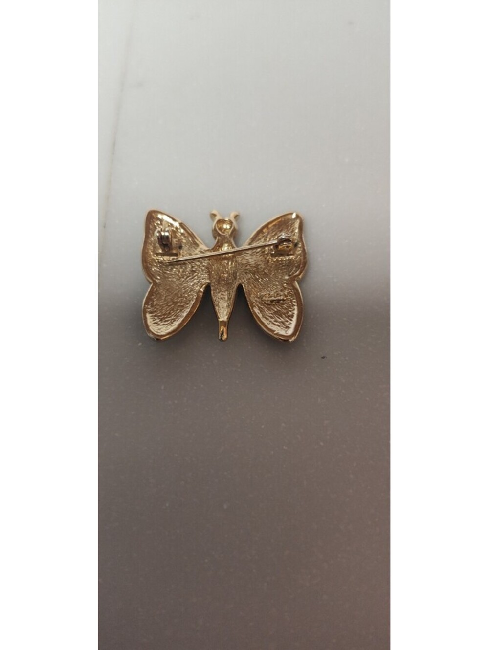 Vintage MONET Butterfly Brooch Lot 3 Signed Gold Tone Rhinestone Enamel - Picture 5 of 7